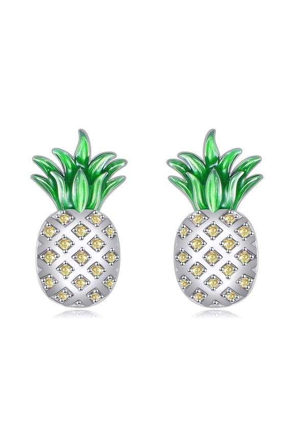 Pineapple Stud Earrings Sterling Silver Pineapple Fruit Stud Earrings Jewelry Gifts for Women