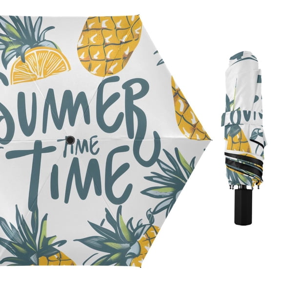 Pineapple Summer Time Compact Sun Umbrella Windproof Travel Umbrellas for Rain Strong Portable UV Protection