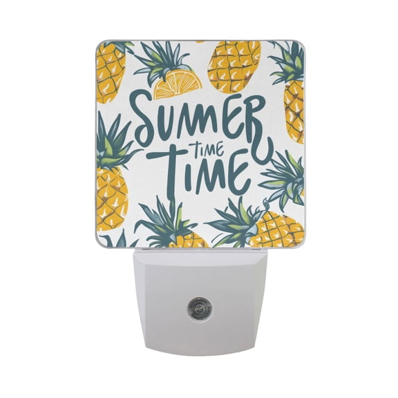 Pineapple Summer Time Night Light 2 Pack LED Nightlight Plug into Wall Dusk to Dawn Sensor Soft White