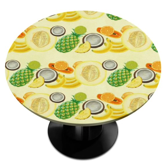 Pineapple Summer Tropical Fruit Round Fitted Table Cover Elastic Edge Circle Waterproof Tablecloth Outdoor Dining Party Holiday