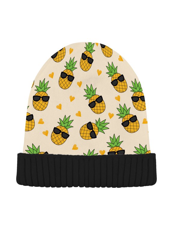 Pineapple Sunglasses Beanie Hat Unisex Warm Winter Hat Cap For Women Men Winter Running