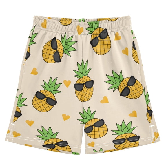 Pineapple Sunglasses Pattern Athletic Shorts Breathable with Comfort Fit Drawstring Casual Sweatshorts Small