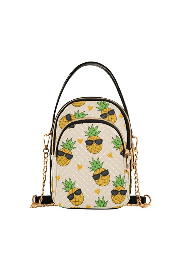 Pineapple Sunglasses Pattern Women's Crossbody Handbags Leather Crossbody Bags Fanny Pack Chest Bag for Travel