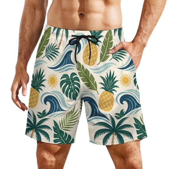 Pineapple SurfMen’s Beach Shorts Quick Dry Swim Trunks, Lightweight Board Shorts with Elastic Waist for Swimming, Pool, Vacation and Summer Beachwear
