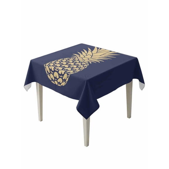 Pineapple Table Cloth, Waterproof Tablecloth for Square Tables, Gold Yellow Navy Blue Tropical Fruit Summer Reusable Washable Fabric Table Cover for Restaurant Kitchen Dining Tables 54"x54"