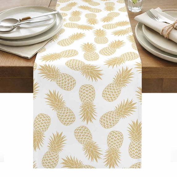 Pineapple Table Runner - 108 Inch Long, Kitchen Dining Table Runner Dresser Scarves, Yellow Summer Tropical Fruit Minimalist Farmhouse Decor for Coffee Tables Wedding Party Banquet