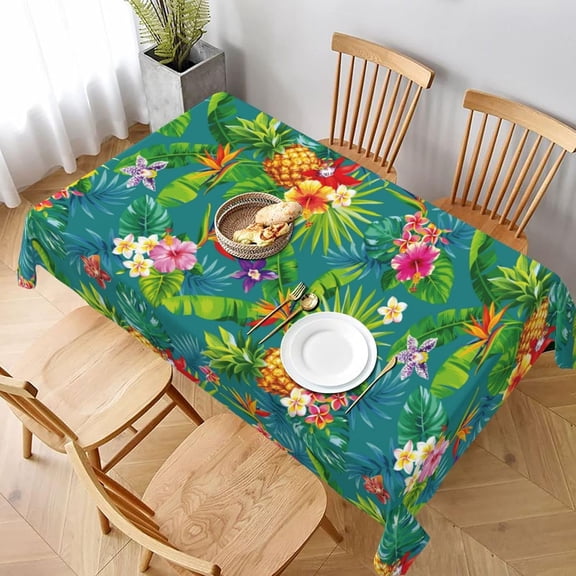 Pineapple Tablecloths Polyester Table Cloth for Kitchen Dinning Table Washable Tropical Table Cover for Parties Wedding Picnic