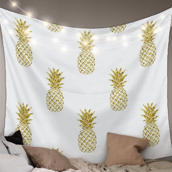 Pineapple Tapestry for Bedroom Wall Hanging Tapestry, Modern Abstract Yellow Fruits Textured Ceiling Backdrop Tapestries Poster Blanket Wall Decor for Teens Room Living Room Dorm 59" x 90"