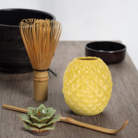 Ceramic Pineapple Tea Storage Jar with Decorative Canister for Loose Tea, Snacks, and Kitchen Counter Storage Container