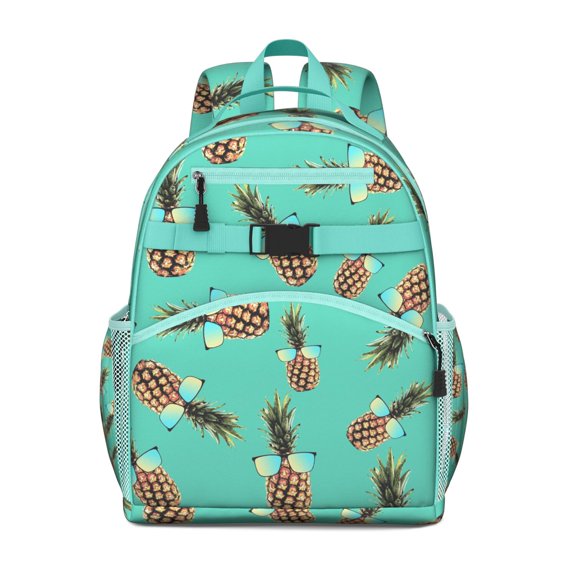 Pineapple Theme Travel Backpack, Waterproof Lightweight School Bag with Buckle, Spacious Multi-Compartment Gift Pack for Study