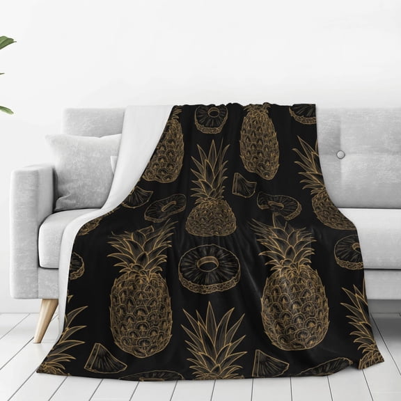 Pineapple Throw Blanket Cozy Plush Blanket Soft Flannel Throw Blanket for Men Women Gift Sofa Bed Couch Christmas 50x40