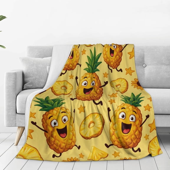 Pineapple Throw Blanket Gifts Flannel Throw Blanket Bedding Suitable for Travel Camping Living Room Sofa Bedroom Decoratio 50x40