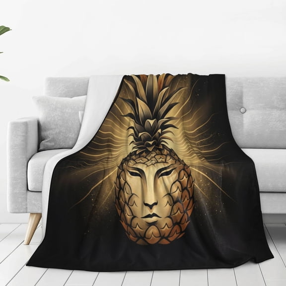 Pineapple Throw Blanket, Summer Tropical Style Flannel Blanket, Soft Decorative Throw for Sofa Couch Bed 50x40