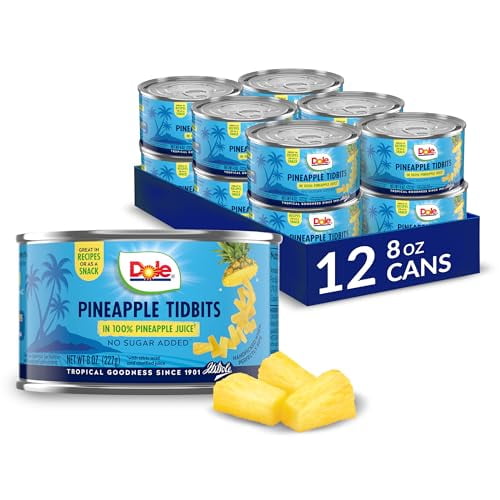Dole Pineapple Tidbits in 100% Pineapple Juice (Pack of 12)
