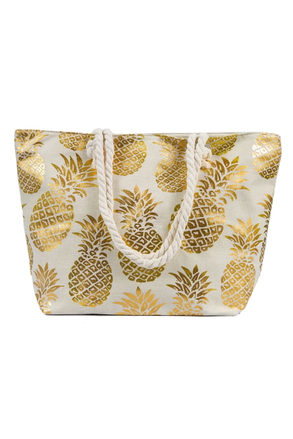 Pineapple Tote Bag, Gold Foil Canvas Bag