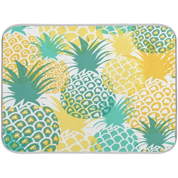 Pineapple Tropical Fruit Dish Drying Mat for Kitchen, Absorbent Microfiber Drying Pad Dish Mat, 16" X 18"