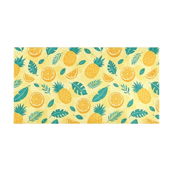 Pineapple Tropical Leaf Pattern Bath Mat 39x20 Inch Soft Absorbent Non-Slip Plush Bathroom Rug for Floor