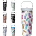thumbnail image 1 of Pineapple Tumbler with Handle and Flip Straw for Women Men, 30oz Stainless Steel Insulated Cup, Water Bottle Travel Coffee Mug Gifts, 1 of 6