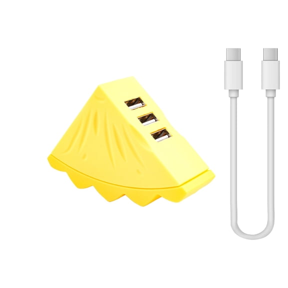 Pineapple USB Hub, 3 Port Laptop Splitter, Fruit Shaped USB Expansion Adapter, Plug and Play Charging and Data Transfer Hub for Desk and Travel