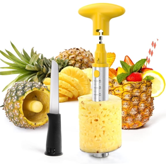 Pineapple  with , [Upgraded, Electric & Manual] Durable Pineapple Corer with Electric Drill Accessory, Stainless Steel Fruit Peeler  Pineapple Slicer Core Remover Kitchen Tool