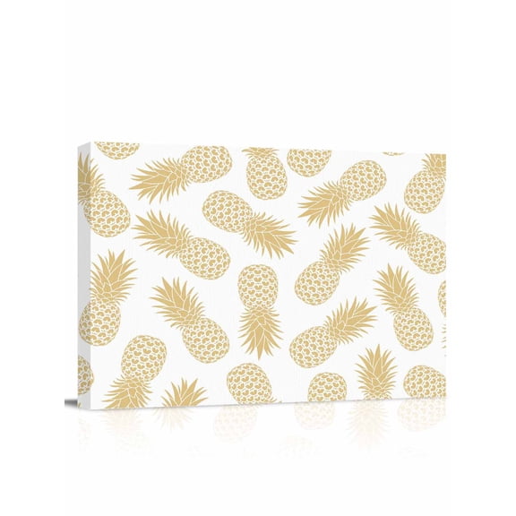 Pineapple Wall Art for Living Room,Canvas Picture Wall Decor for Bathroom Bedroom,Yellow Summer Tropical Fruit Minimalist Painting Artwork for Office Kitchen Hallway Dining Room Home Decor 12"x16"