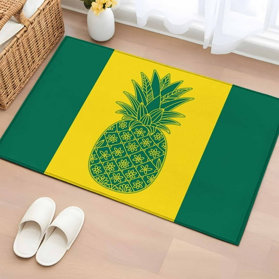 Pineapple Washable Small Entryway Area Rugs 2'x3', Summer Beach Low Pile Throw Rug Non-Slip Sturdy Edge Binding Carpet for Front Door Floor Room Entry