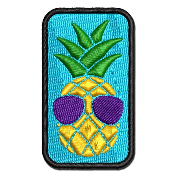 Pineapple Wearing Sunglasses Applique Multi-Color Embroidered Hook & Loop Patch - 3 Inch Medium