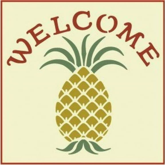 Pineapple Welcome Stencil - Hawaiian Welcome Traditional Reusable Laser Cut Mylar Template for Painting Home Decor Crafts Signs Home Inspiration Holiday - The Artful Stencil