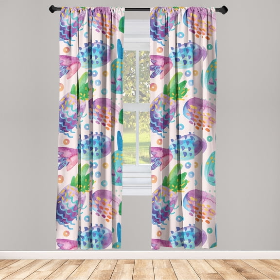 Pineapple Window Curtains, Summer Feels Memphis Ornamented Tropical Fruit Pattern Chill Vibes Art, Lightweight Decor 2-Panel Set with Rod Pocket, Pair of - 28"x63", Pale Pink Dark Indigo, by Ambesonne