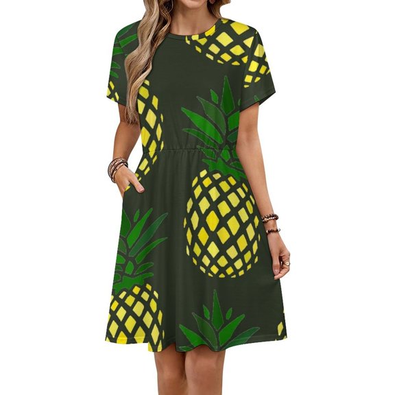 Pineapple Women's Dress Short Sleeve Summer Sundress Summer Women Clothes