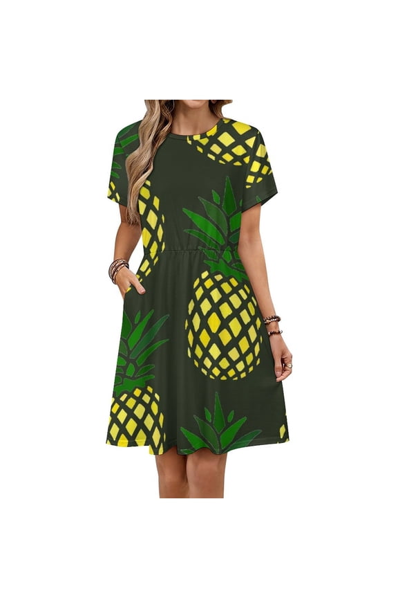 Pineapple Women's Dress Short Sleeve Summer Sundress Summer Women Clothes