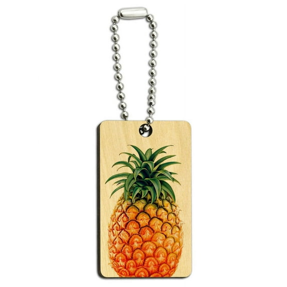 Pineapple Wood Rectangle Key Chain