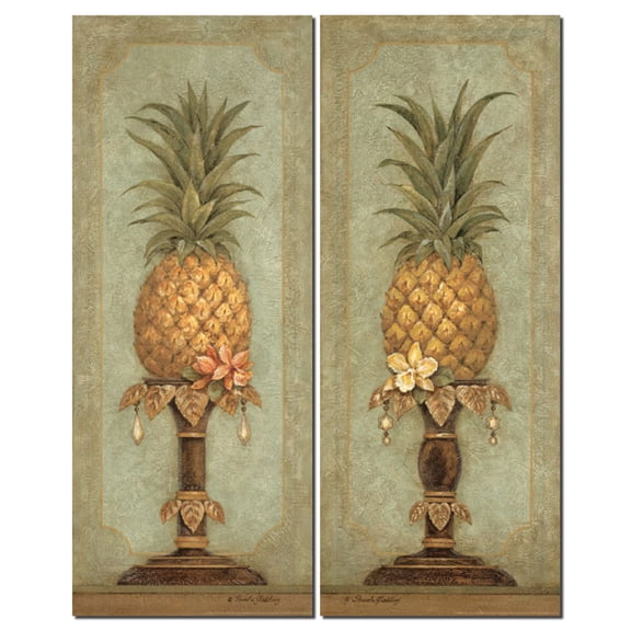 Pineapple and Pearls; Two Beautiful Tropical Still Life Prints (8x20in)