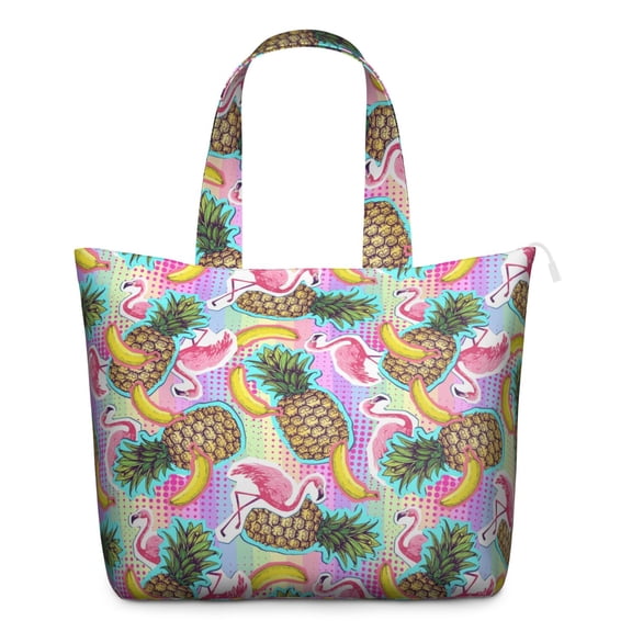 Pineapple and Sunshine Large Capacity Weekender Bag - Durable Zipper Tote with Spacious Design for Travel & Gym