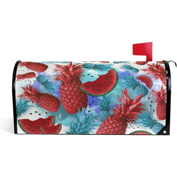 Pineapple and Watermelon Magnetic Magnetic Mailbox Cover Standard Size for Garden Yard Outdoor Decorations-18 x 20.8"