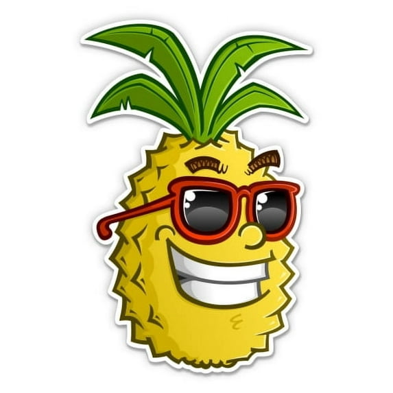 Pineapple in Sunglasses Funky Tropical Style - 5" Vinyl Sticker - For Car Laptop I-Pad - Waterproof Decal