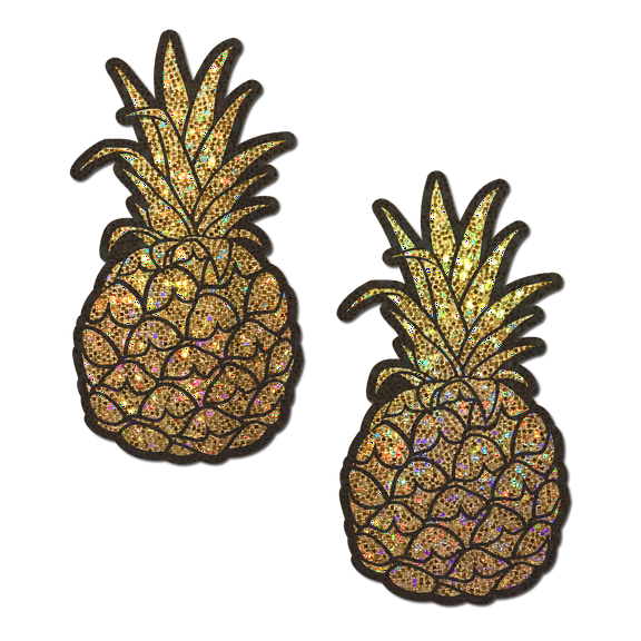 Pineapple on Glitter Gold Nipple Covers by Pastease®