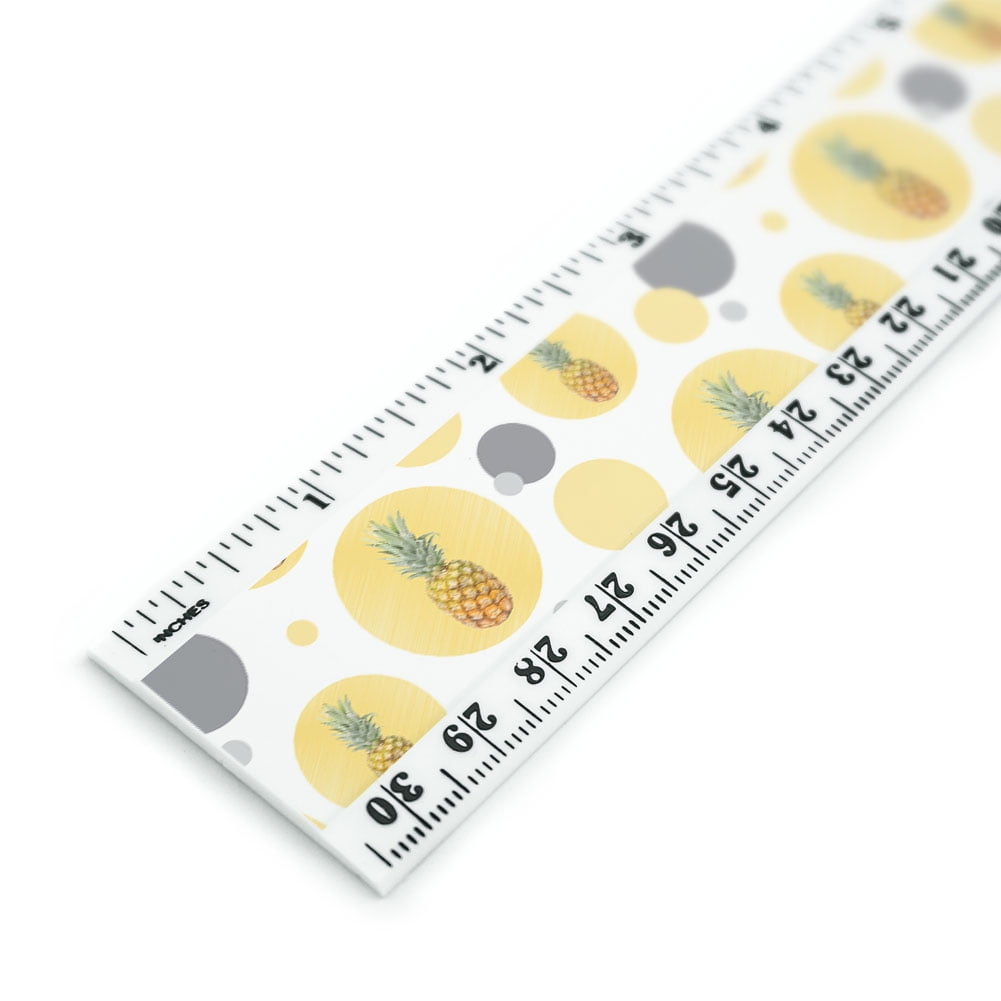 Pineapple on Yellow Background 12 Inch Standard and Metric Plastic ...