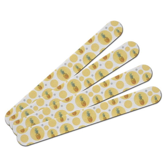 Pineapple on Yellow Background Double-Sided Nail File Emery Board Set 4 Pack