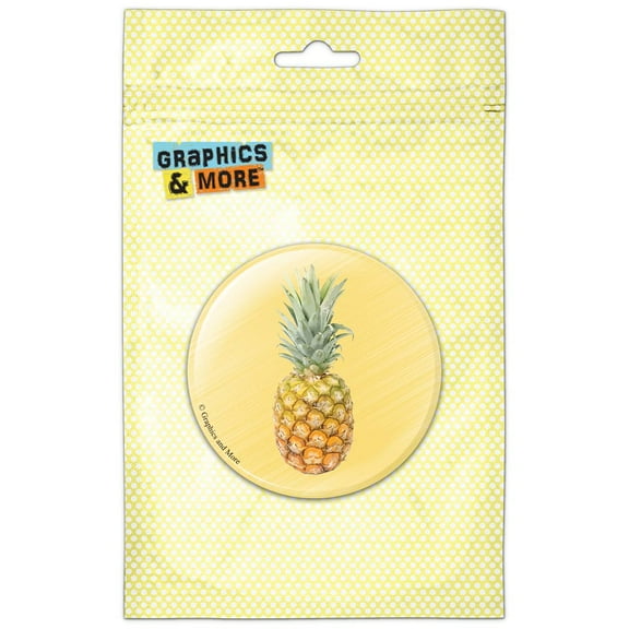 Pineapple on Yellow Background Refrigerator Button Magnet