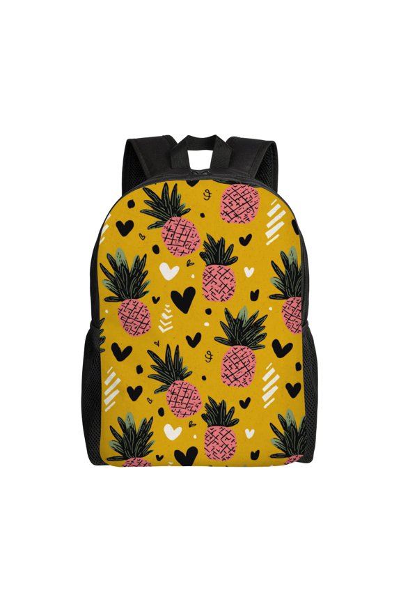 Pineapple pattern design Backpack with 15 Inch Laptop Compartment, Water-Resistant Daypack, Large Capacity Backpack with Adjustable Breathable Shoulder Straps for Daily Use Travel Gym