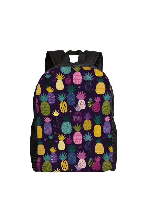 Pineapple pattern design Backpack with 15 Inch Laptop Compartment, Water-Resistant Daypack, Large Capacity Backpack with Adjustable Breathable Shoulder Straps for Daily Use Travel Gym