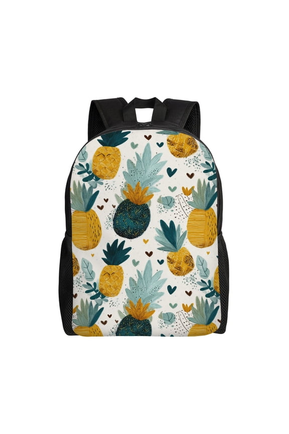 Pineapple pattern design Backpack with 15 Inch Laptop Compartment,Water-Resistant Daypack, Large Capacity Backpack with Adjustable Breathable Shoulder Straps for Daily Use Travel Gym