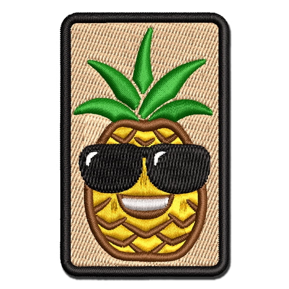 Pineapple with Sunglasses Applique Multi-Color Embroidered Hook & Loop Patch - 3 Inch Medium
