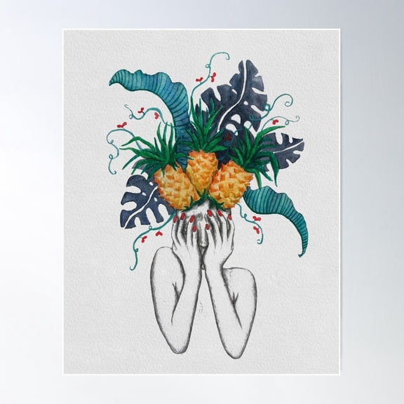 Pineapples Are In My Head Poster Wall Art, Modern Wall Decor For Living Room Bedroom, 24x36 UNFRAMED