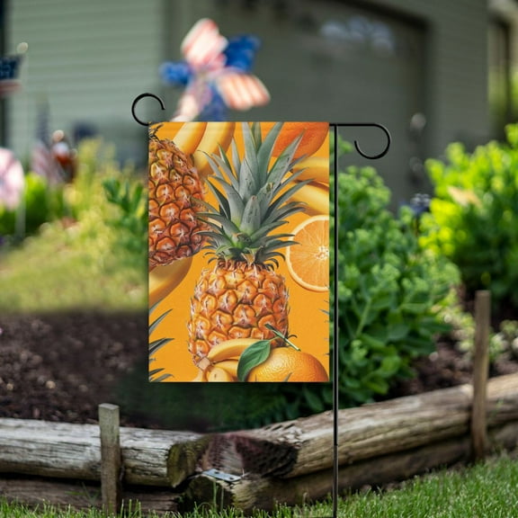 Pineapples Bananas Oranges Garden Flag Double Sided Outdoor Banners for Courtyard Outdoor Lawn Farmhouse Holiday Decorations