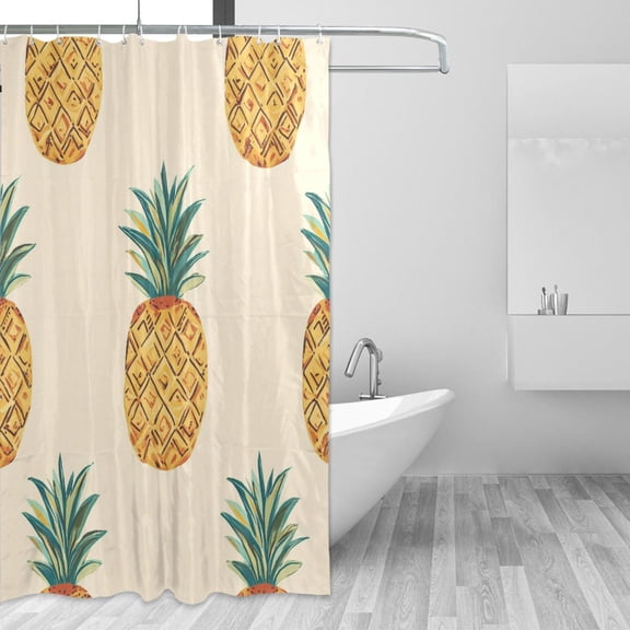 Pineapples Boho Style Shower Curtains with 12 Hooks Waterproof Bathroom Decor 66" x 72"