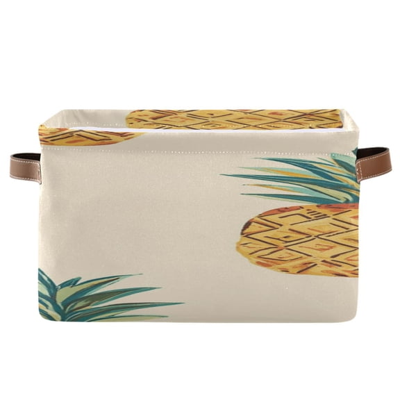 Pineapples Boho Style Square Storage Bins with Handles Collapsible Containing Box 1 Pack