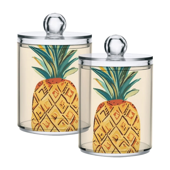 Pineapples Boho Style Translucent Plastic Cans Storage Canisters with Lid Set of 2