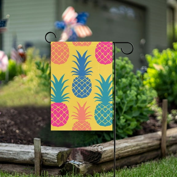 Pineapples Colorful Garden Flag Double Sided Outdoor Banners for Courtyard Outdoor Lawn Farmhouse Holiday Decorations